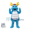 Golden Horned Blue Dragon Cartoon Mascot Costume