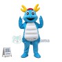 Golden Horned Blue Dragon Cartoon Mascot Costume