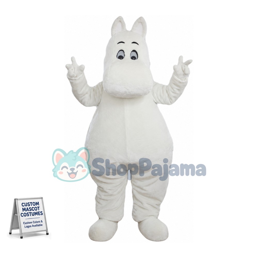 Adventurous Moomintroll the White Hippopotamus Mascot Costume 