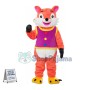 Smiling Orange Fox In Purple Vest Mascot Costume	