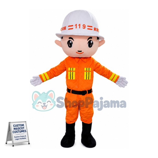 Chinese Fireman Mascot Costume 