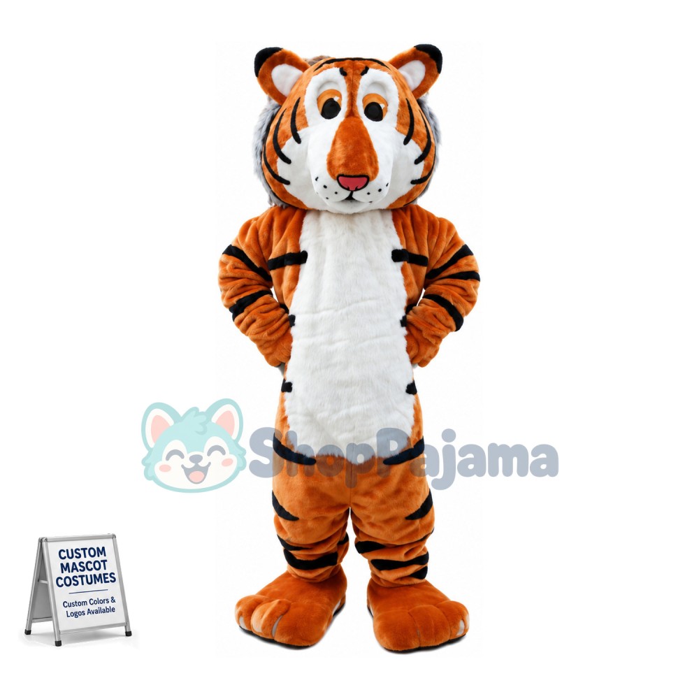 Adult Plush Tiger Mascot Costume	