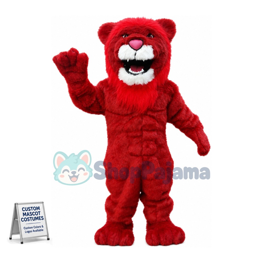 Howling Power Red Lion Mascot Costume