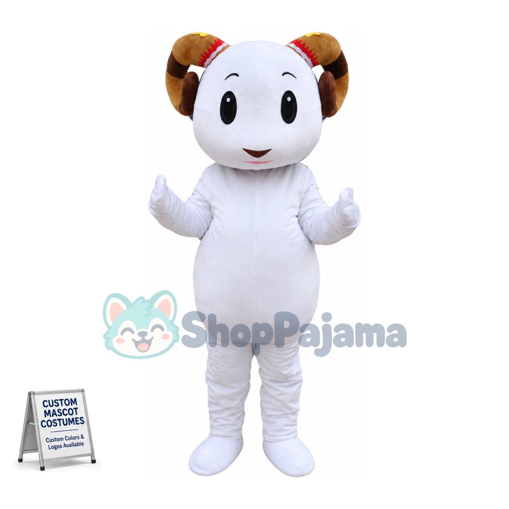 Cartoon White Ram Animal Mascot Costume