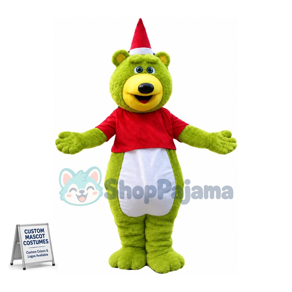 Christmas Green Ted Ted Humor Teddy Bear Mascot Costume	 