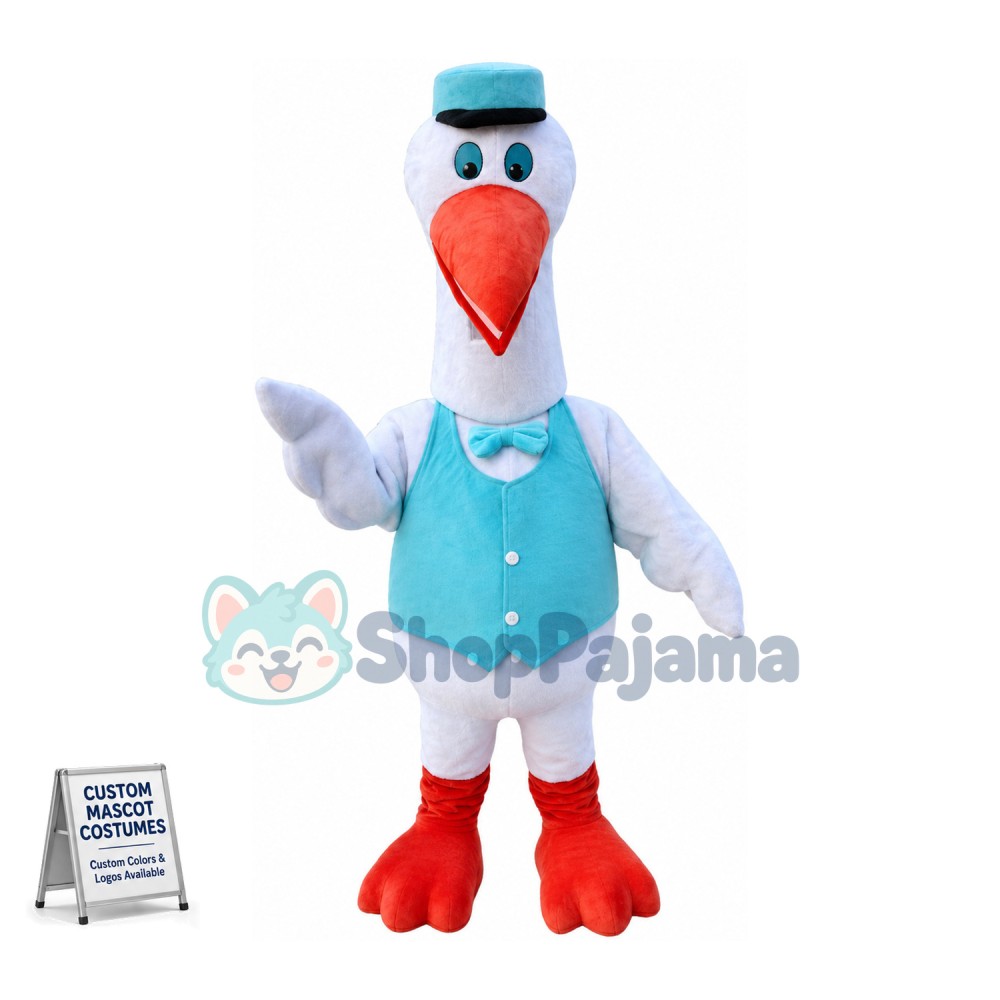 Waiter Long Beak Bird Mascot Costume	
