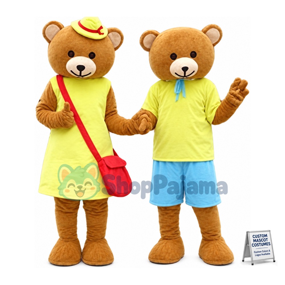 Holiday Teddy Bear Couple Mascot Costume	