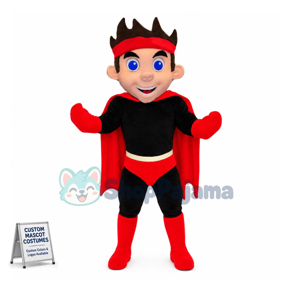 Super hero In Black Mascot Costume	