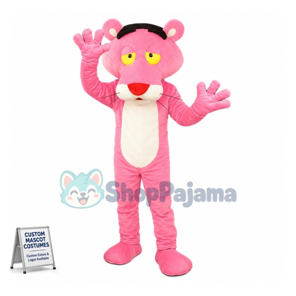 Sneaky Pink Panther Mascot Costume Cartoon Character