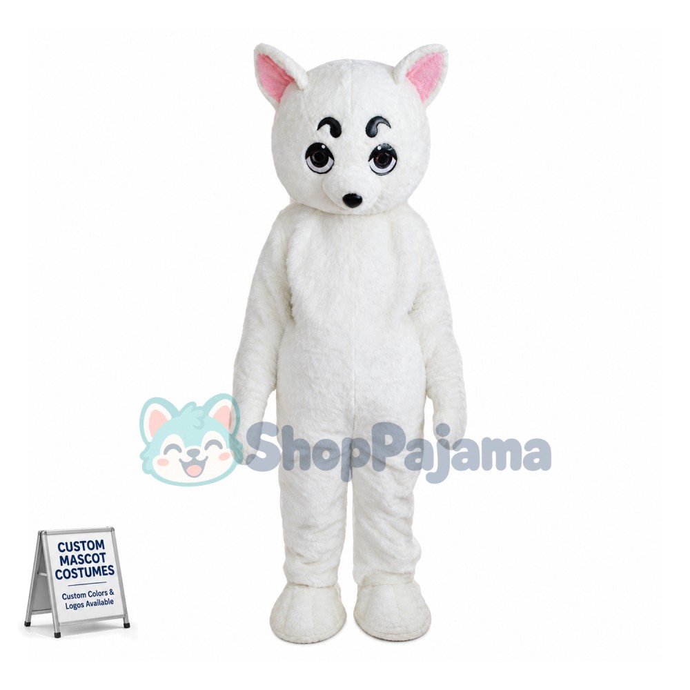 White Fox Mascot Costume 