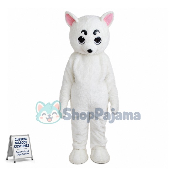 White Fox Mascot Costume 