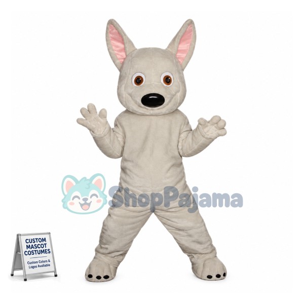 Lively Bolt the white German shepherd Dog Mascot Costume Cartoon Character