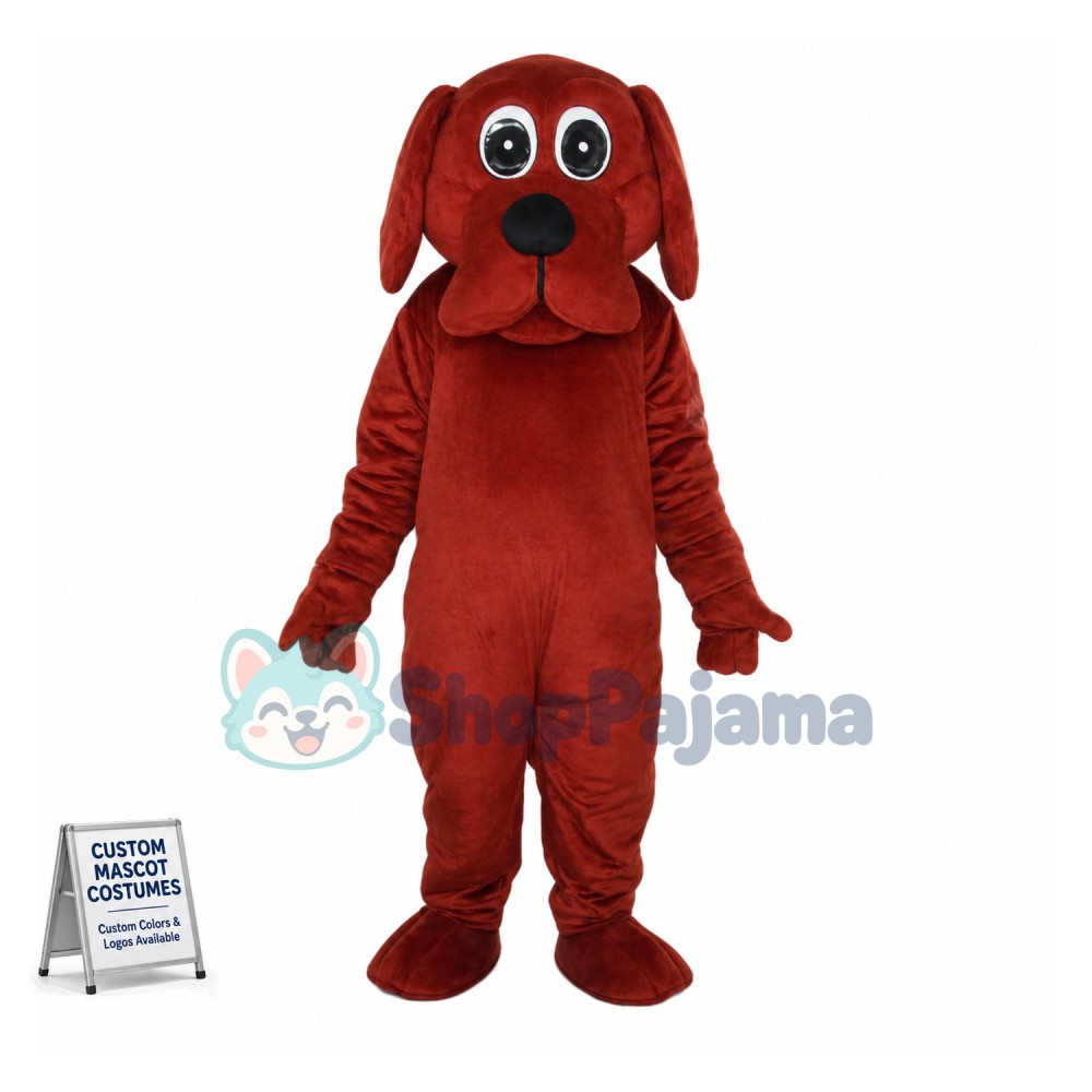Adult Cartoon Big Red Dog Mascot Costume 