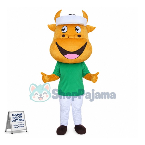 Yellow Bull Man Mascot Cartoon Costume