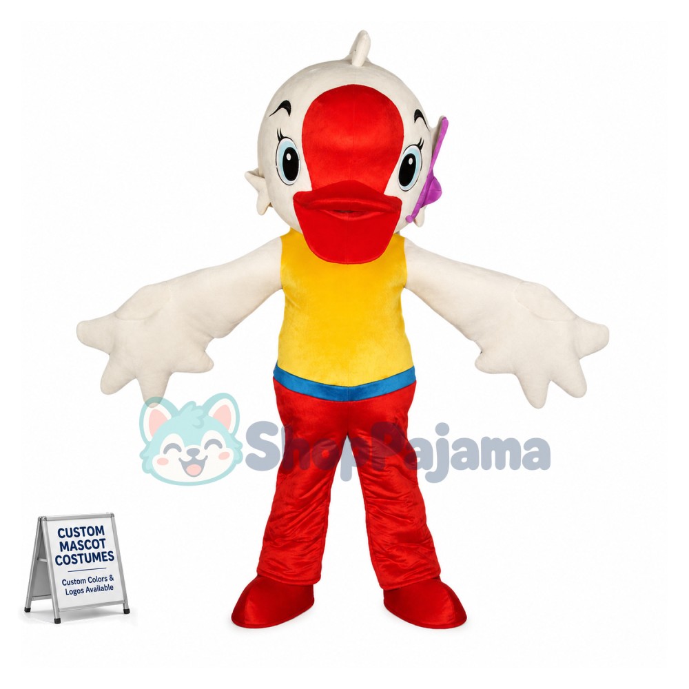 Idol White Goose Mascot Cartoon Costume