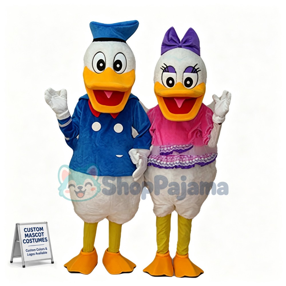 Arrogant Donald Duck And Talkative Daisy Duck Mascot Costume 