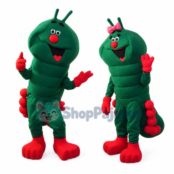 Lovely Caterpillar Couple Mascot Cartoon Costume 