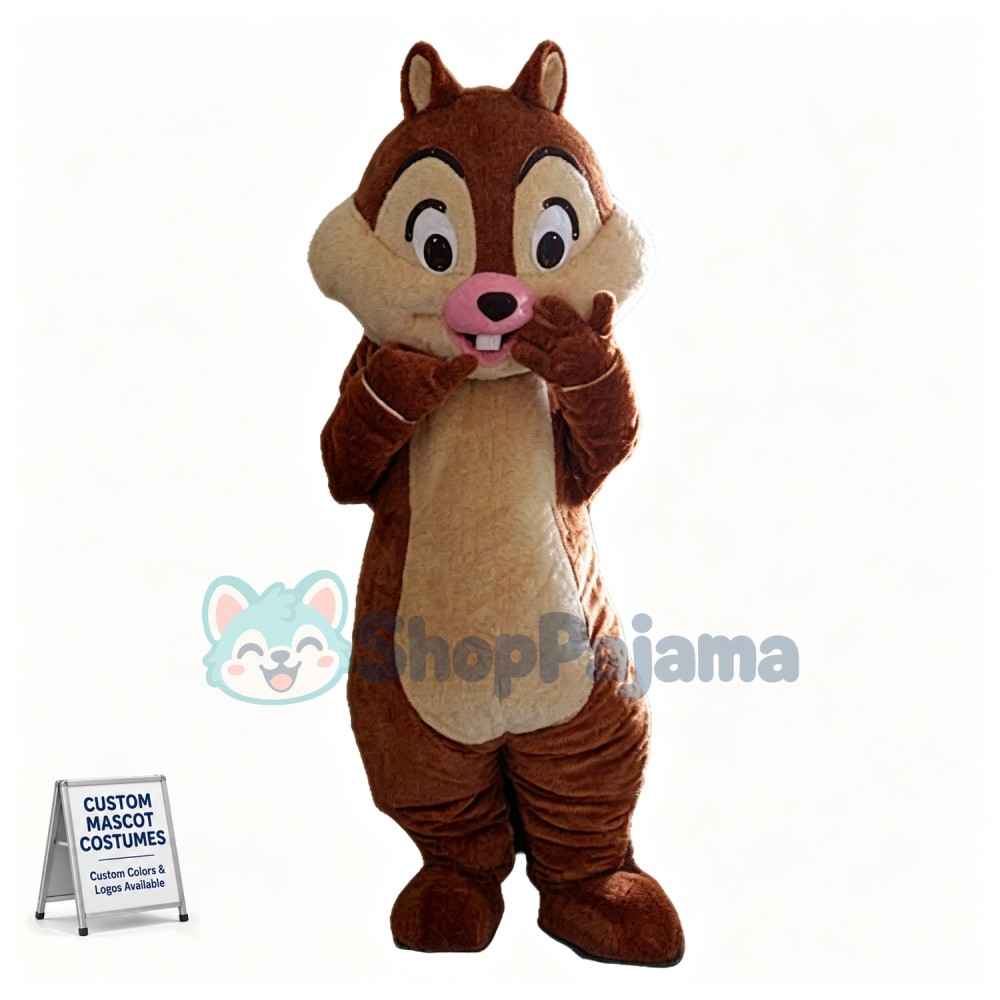 Adventurous Chip the Chipmunk Mascot Cartoon Costume 