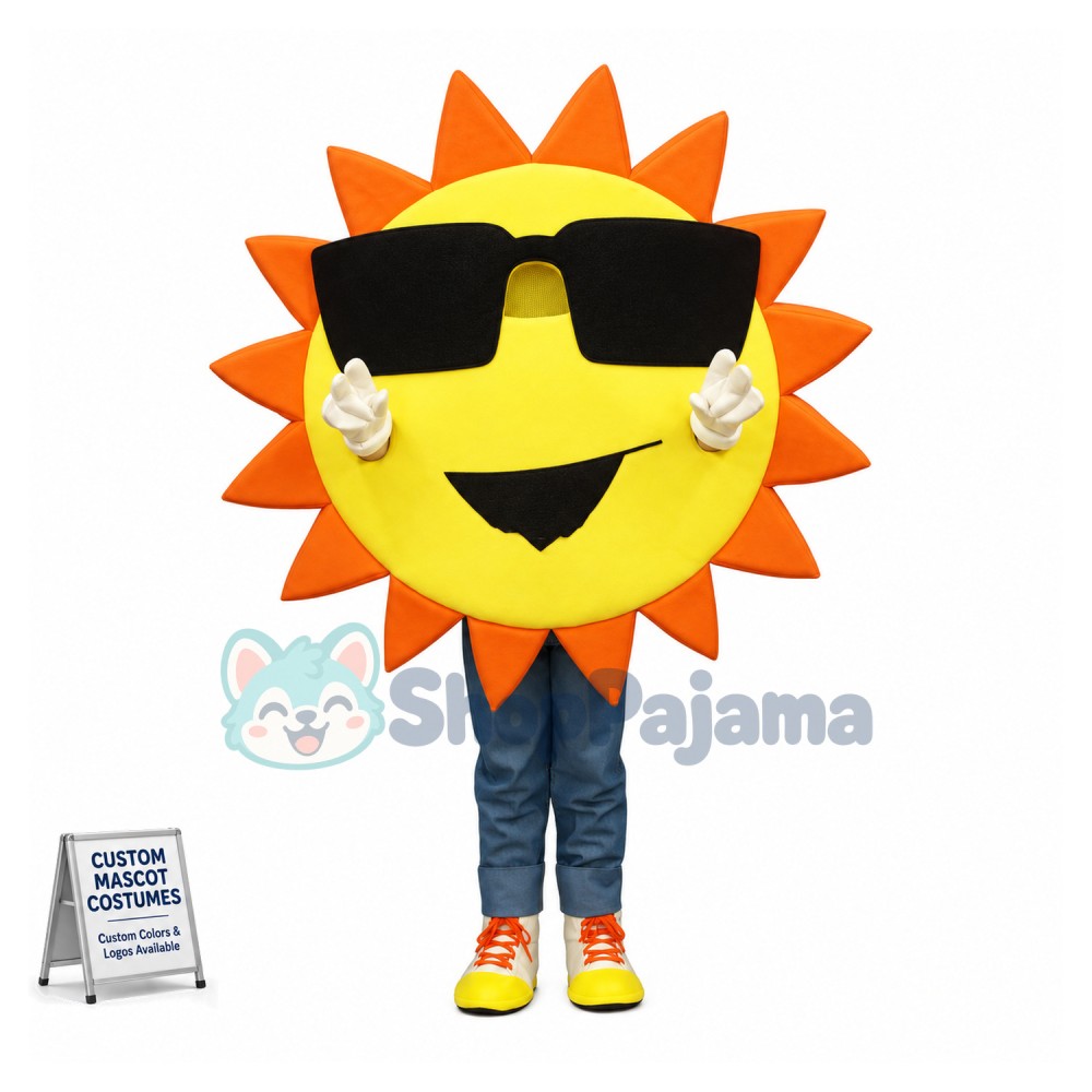 Sun With Sunglasses Cartoon Mascot Costume 