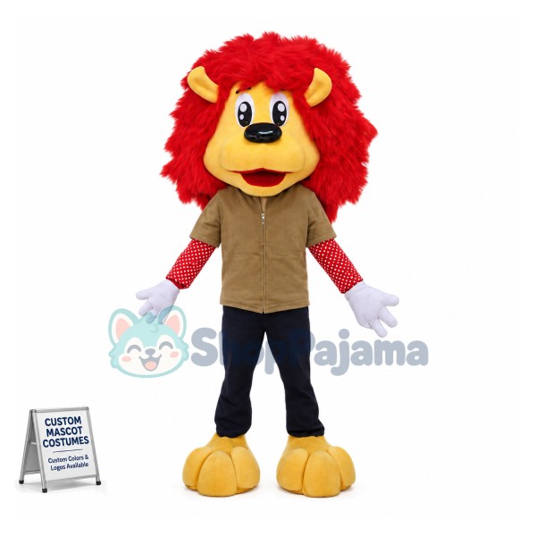 Red Haired Lion Man Cartoon Mascot Costume