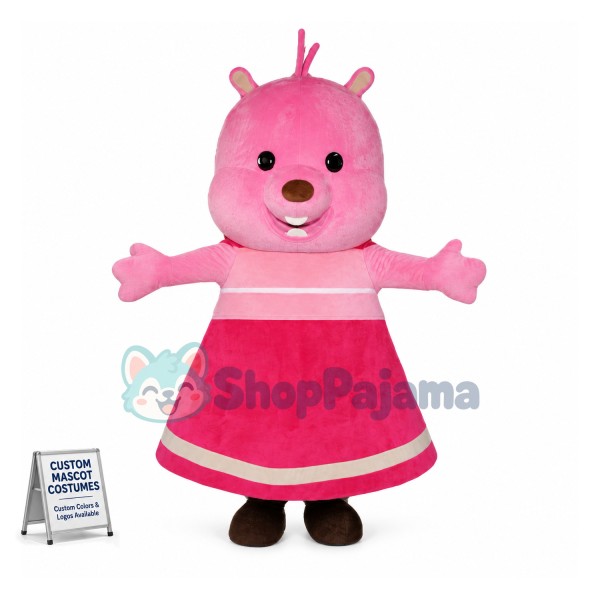 Cartoon Pink Baby Bear Girl Mascot Costume