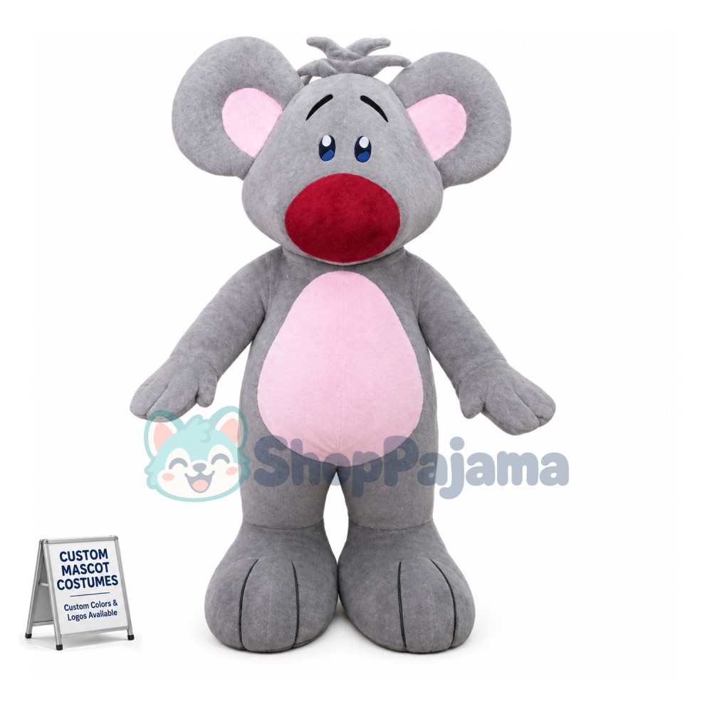 Adult Cartoon Koala With Red Nose Mascot Costume