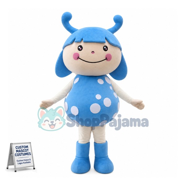 Cartoon Blue Ladybug Girl Mascot Costume