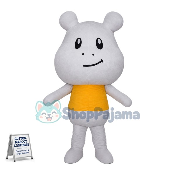 Clever Cartoon White Bear Mascot Costume 