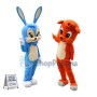 Cute Blue Bunny and Orange Fox Mascot Costume
