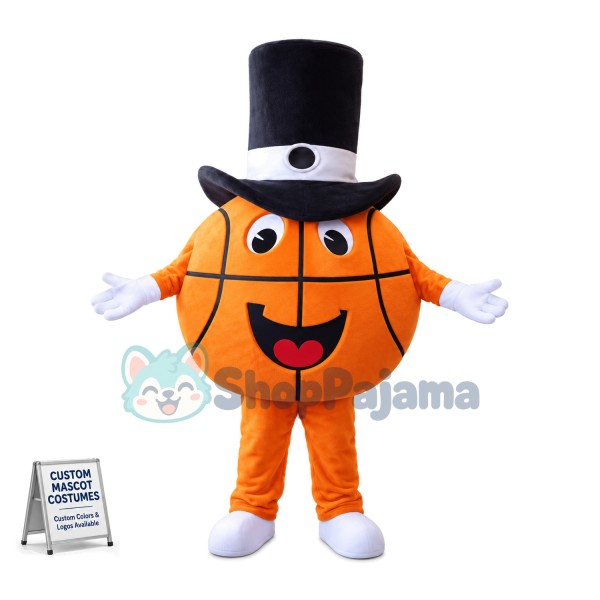 Basketball In Top Hat Mascot Costume 