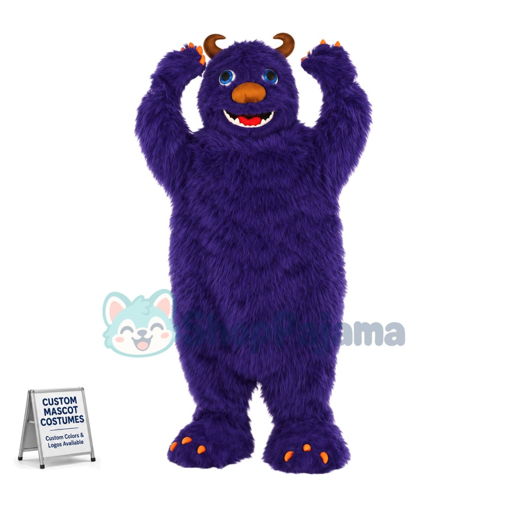 Lovely Blue Fur Monster Mascot Costume 