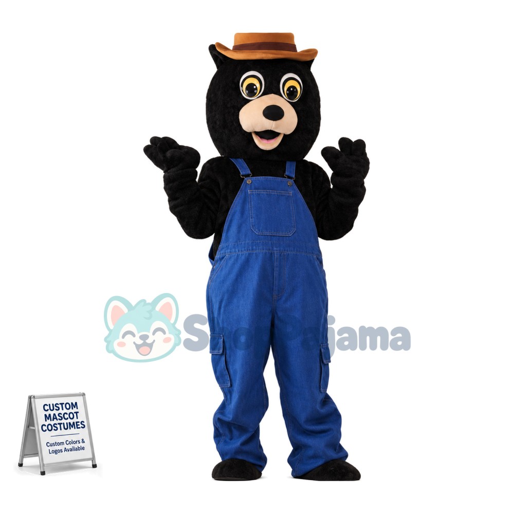 Worker Black Bear Mascot Costume 