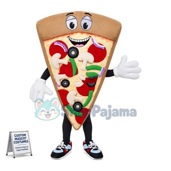 Lightweight Cartoon Triangle Pizza Slice With Fresh Vegetables Mascot Costume 