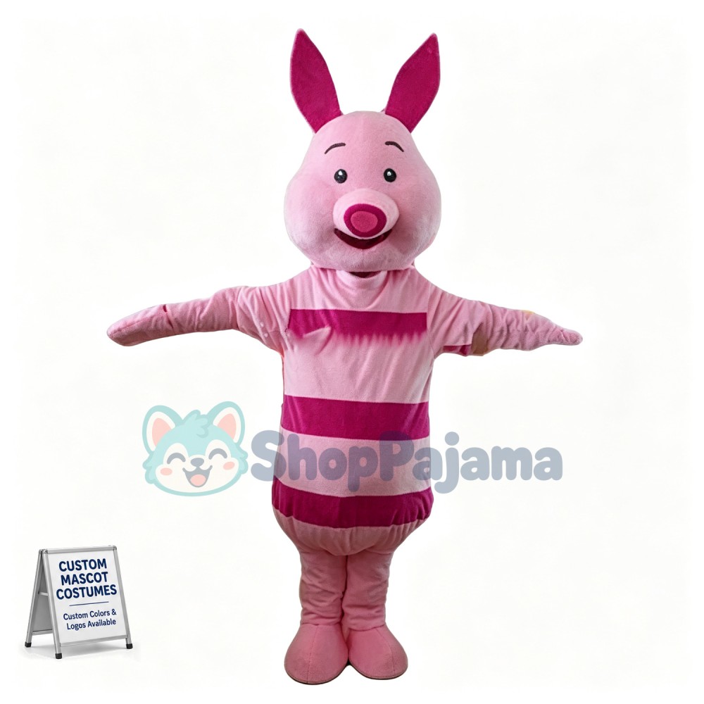 Timid Piglet Mascot Cartoon Character Costume	