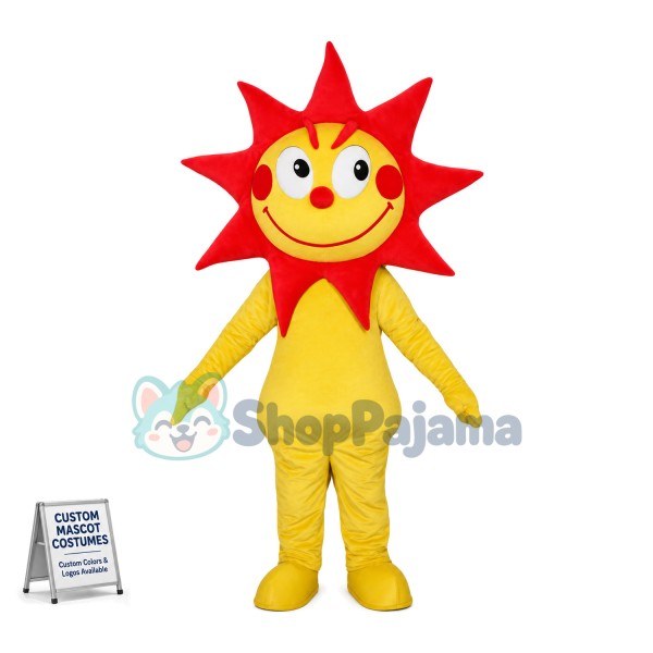 Scorching Sun Man Cartoon Mascot Costume 