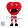 Cartoon Red Heart Man In Striped Pants Mascot Costume 