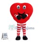 Cartoon Red Heart Man In Striped Pants Mascot Costume 