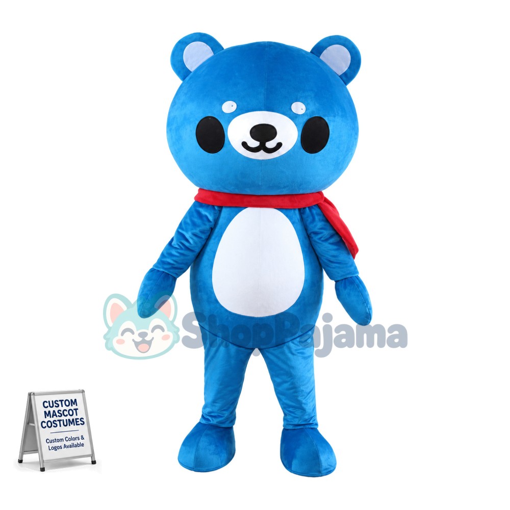 Blue Teddy Bear Cartoon Mascot Costume 
