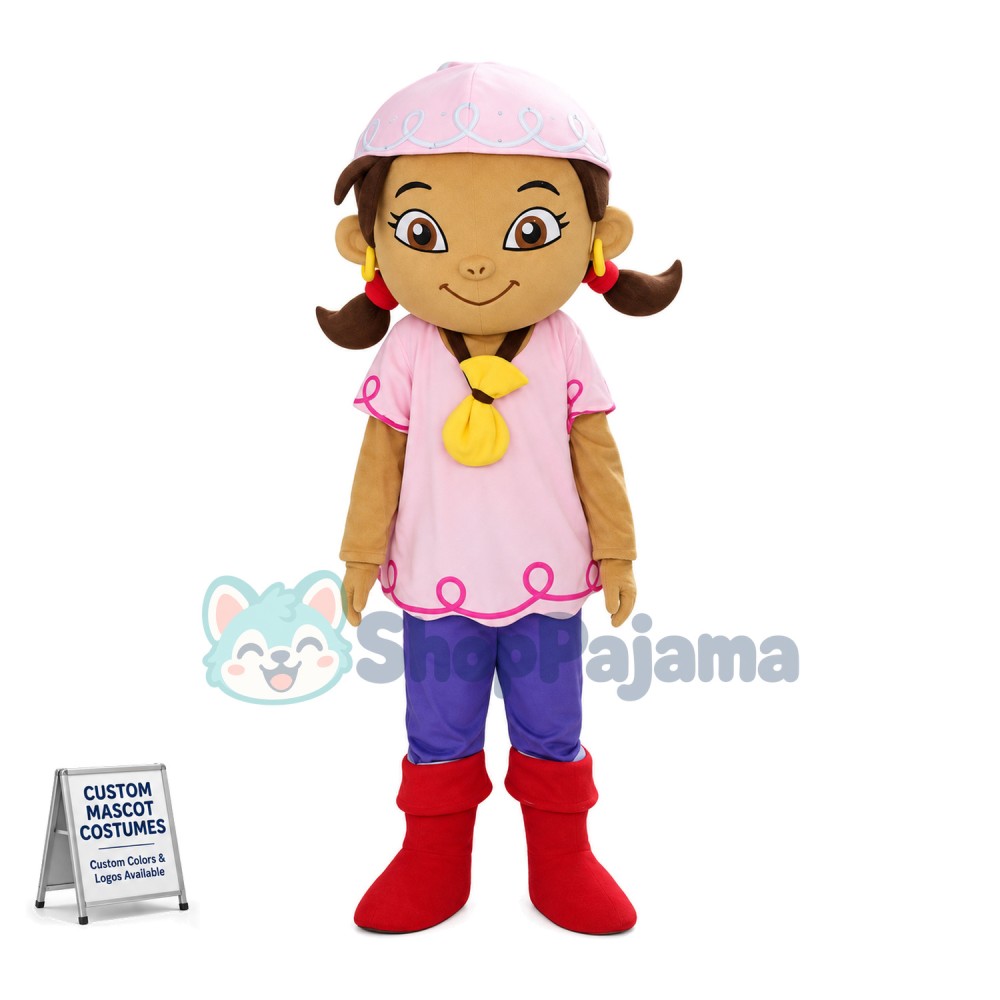 Adventurous Pirate Girl Izzy Mascot Costume 