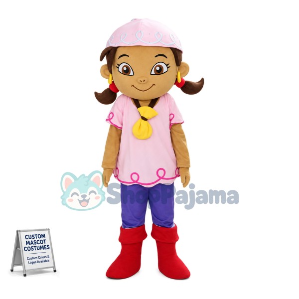 Adventurous Pirate Girl Izzy Mascot Costume 