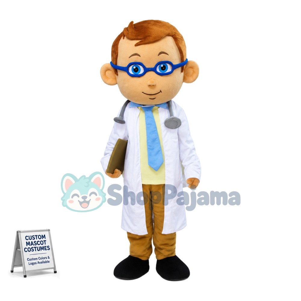 Doctor With Blue Glasses Mascot Costume	