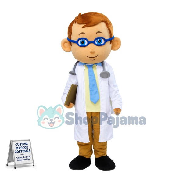 Doctor With Blue Glasses Mascot Costume	