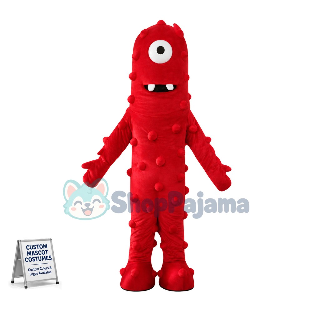 Outgoing Muno the Red Cyclops Mascot Adult Costume 