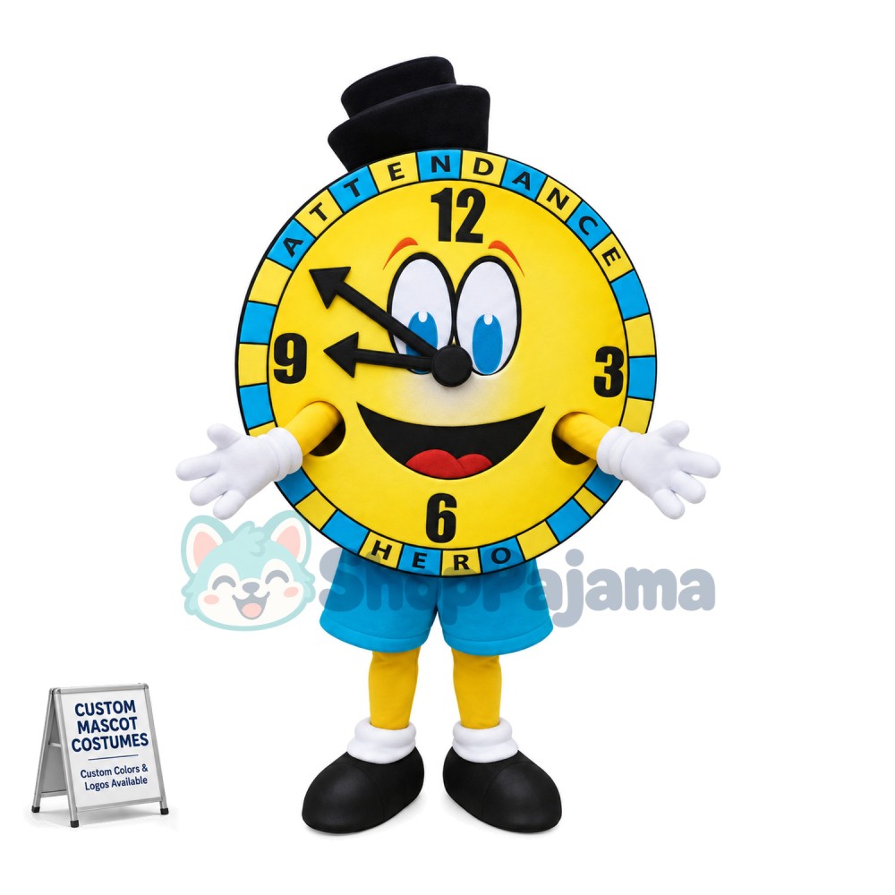 School Attendance Clock Mascot Costume 