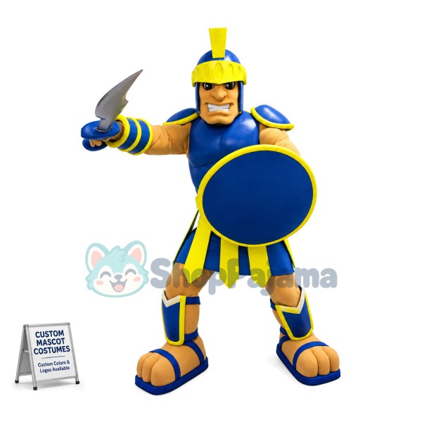 Royal Blue & Gold Spartan Warrior Mascot Costume 