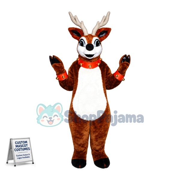 Christmas Reindeer With Bells Mascot Costume	