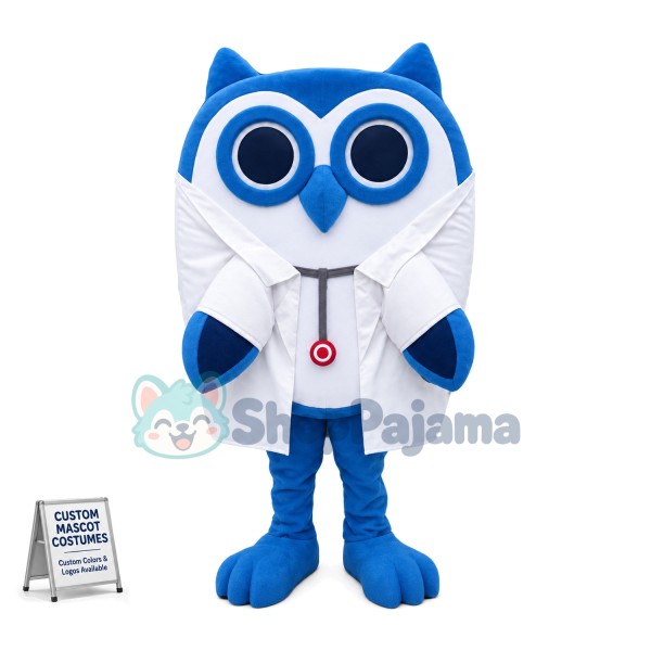 Doctor Blue Owl Mascot Costume 