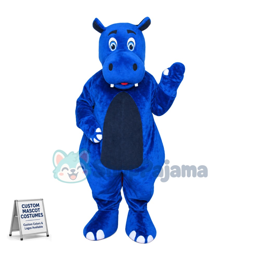 Blue Hippo Animal Mascot Costume 
