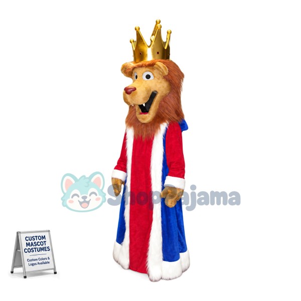 Wise King Lion In King Outfit Mascot Costume 