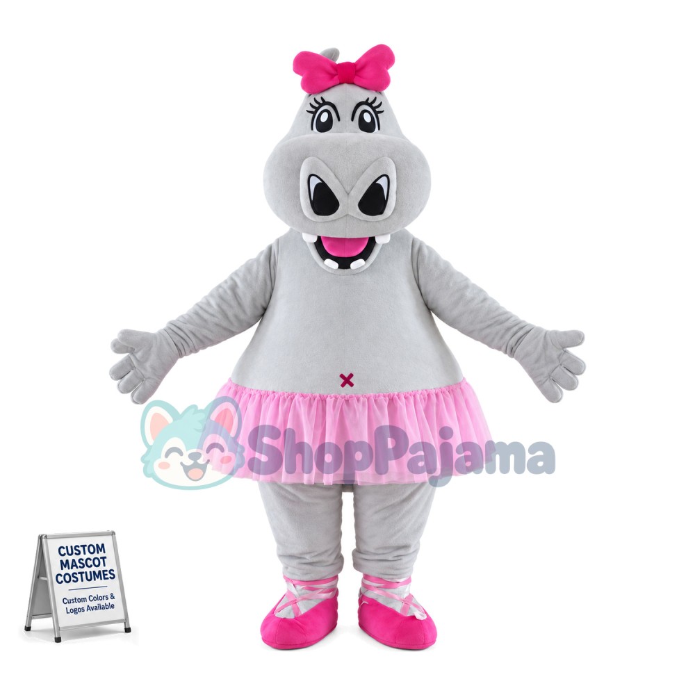 Ballerina Hippo Mascot Costume 